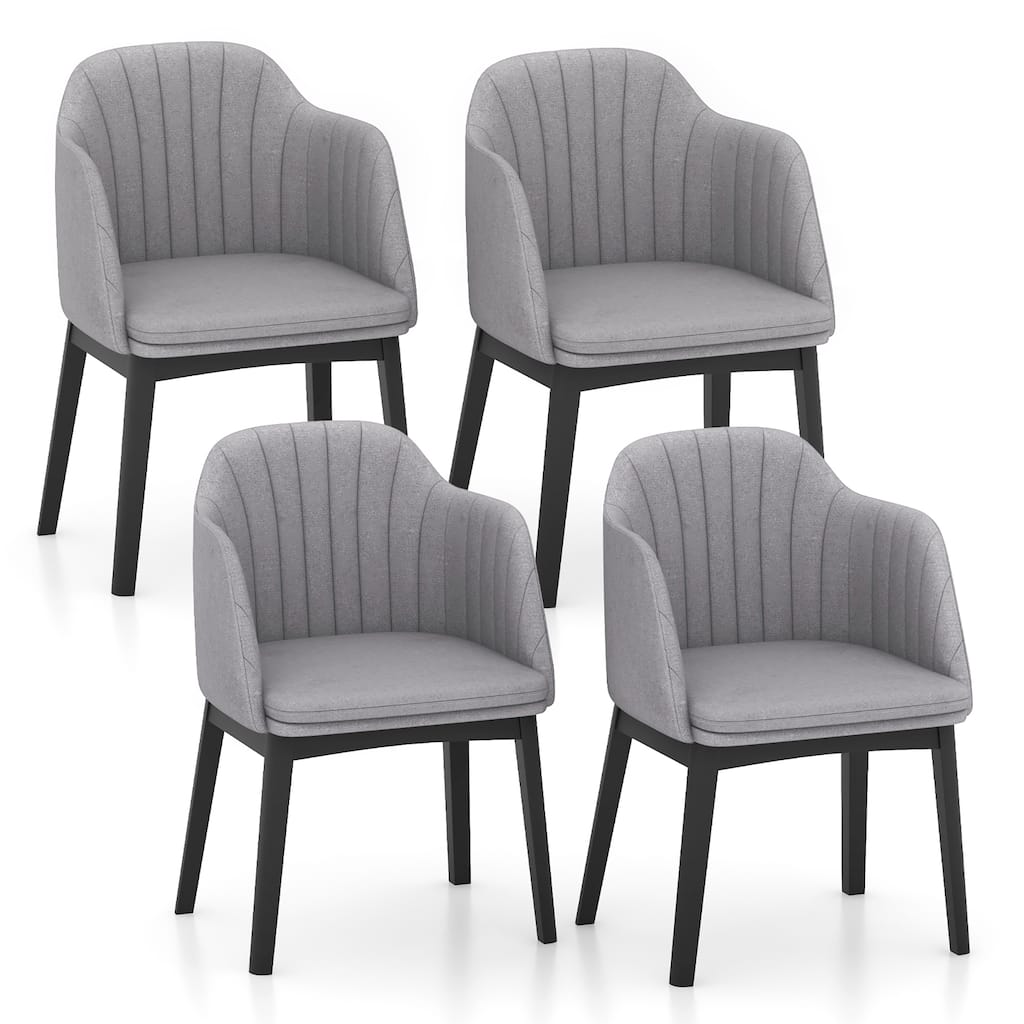 Gymax 4PCS Modern Dining Chairs Upholstered Velvet Accent Chairs w/