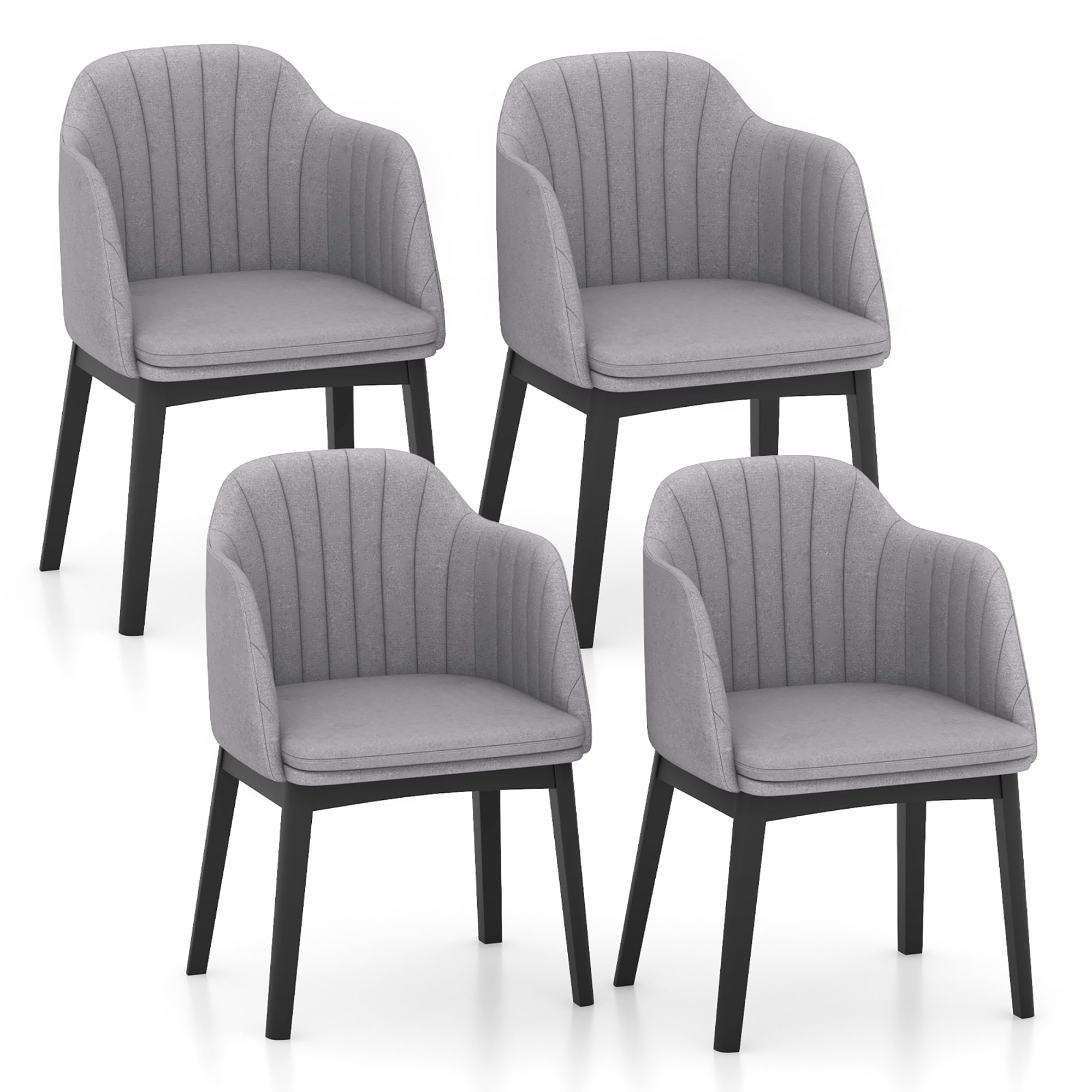 Gymax 4PCS Modern Dining Chairs Upholstered Velvet Accent Chairs w/