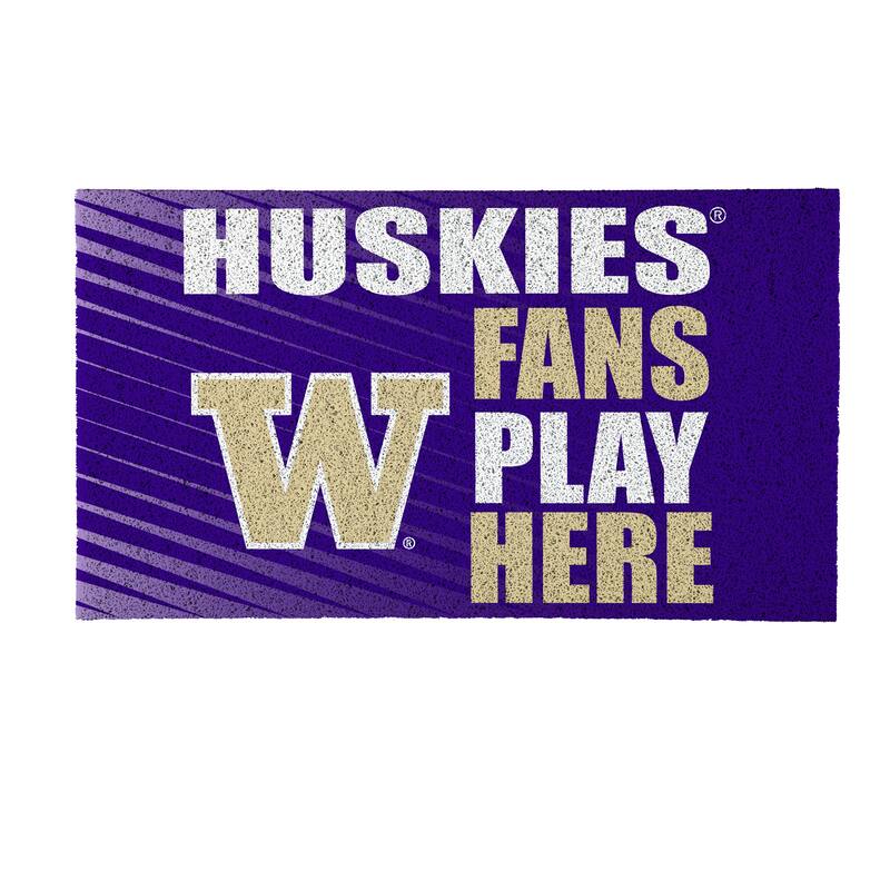 28 in. x 16 in. University of Washington "Fans Play Here" PVC Door Mat