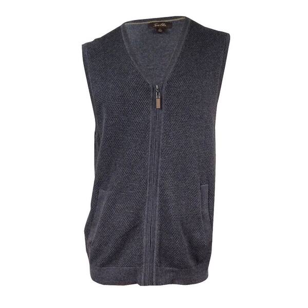 Shop Tasso Elba Men S Zip Up Pocket Sweater Vest Xl Charcoal