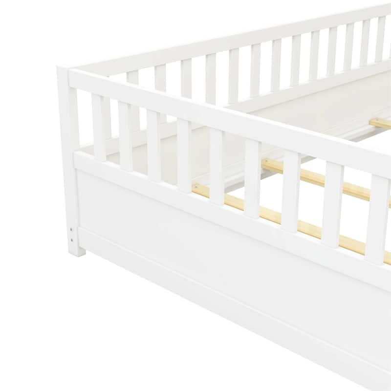 Full Size Wood Floor Bed with Barrier Door