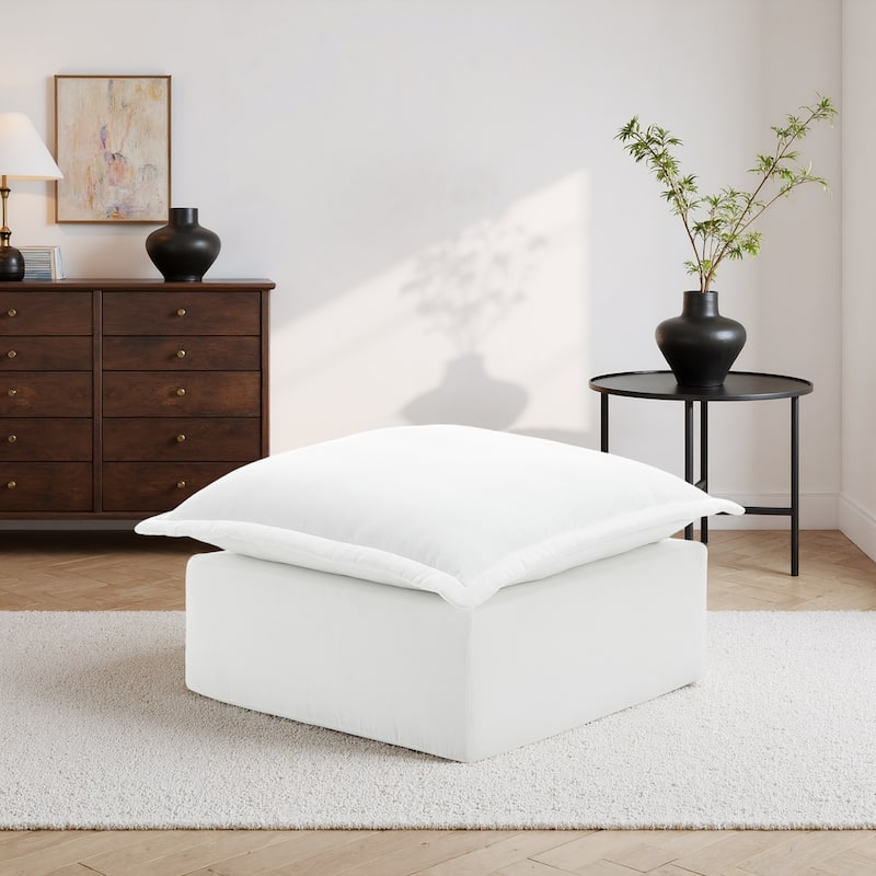 31.7"W Oversized Chenille Upholstered No Assembly Square Ottoman