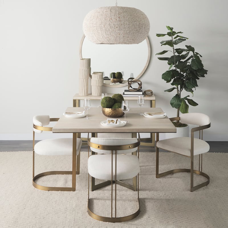 Hollyfield Cream Fabric Seat With Gold Iron Frame Dining Chair - 20.4"W x 21.2"D x 29.5"H