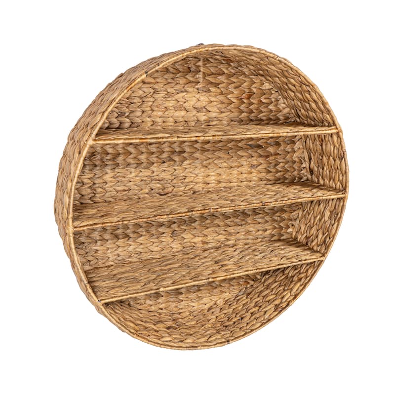 happimess 24.5" 3-Shelf Circular Handwoven Hyacinth Wall Rack