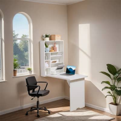 Wall Mounted Fold Out Convertible Desk,Multi-Function Floating Desk