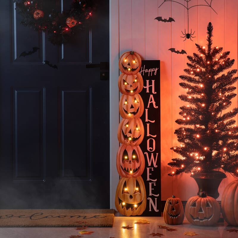 Glitzhome 42"H Halloween Lighted Jack-O-Lantern Pumpkin Porch Decor with Timer