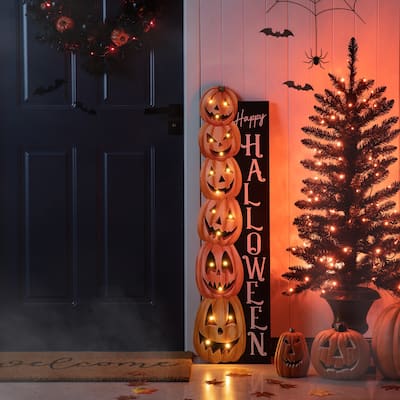 Glitzhome 42"H Halloween Lighted Jack-O-Lantern Pumpkin Porch Decor with Timer