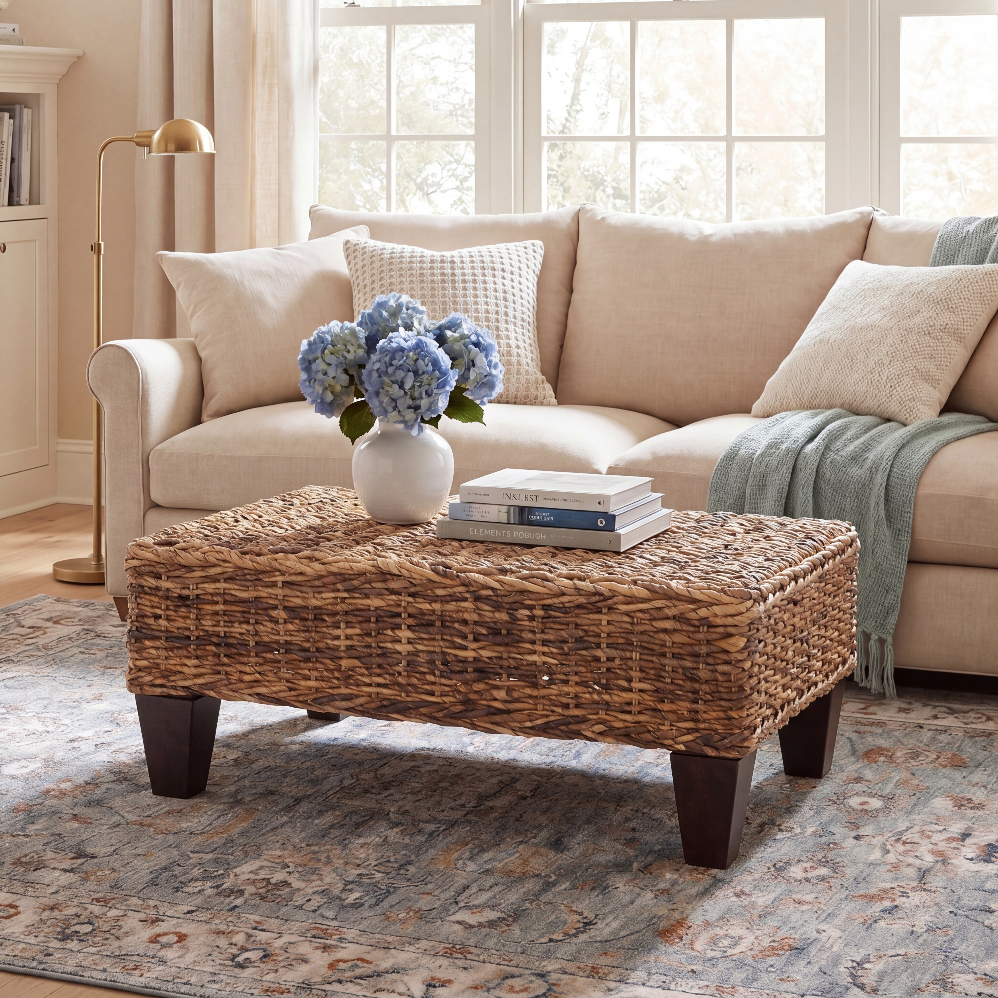 SAFAVIEH Caron Washed Natural Wicker Bench - 41" W x 28" D x 12" H - 41Wx28Dx12H