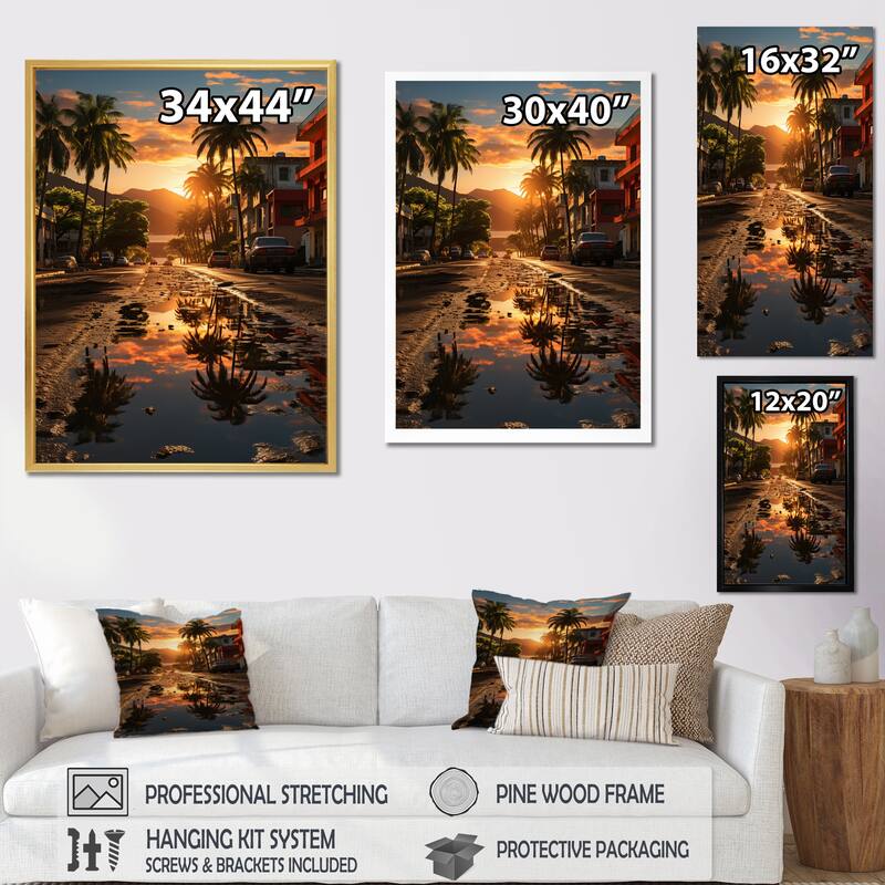 Designart "Puerto Rico Landscape" Puerto Rico Framed Canvas Art Print