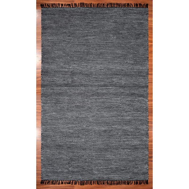 Hand Woven Chloe Design Diamond Flat Weave Wool Traditional Oriental Area Rug - 8' 9" x 11' 9" - Black