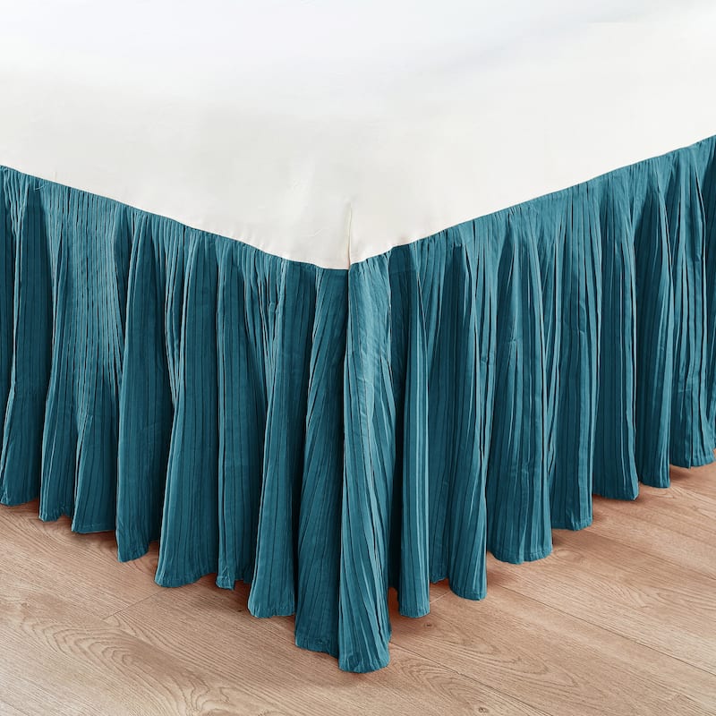 Serenta Pleated Bedskirt 18" Drop - Queen - pagoda blue