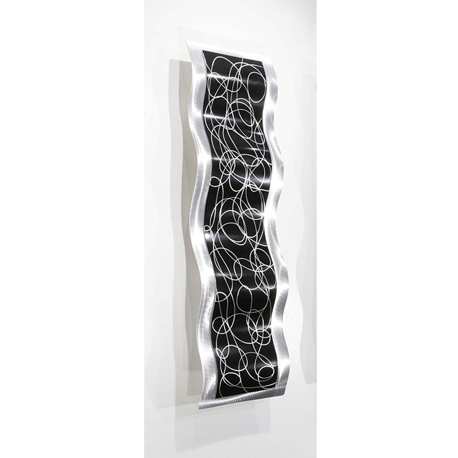 Statements2000 Abstract Black Silver Metal Wall Art Accent By Jon Allen Chaotic2