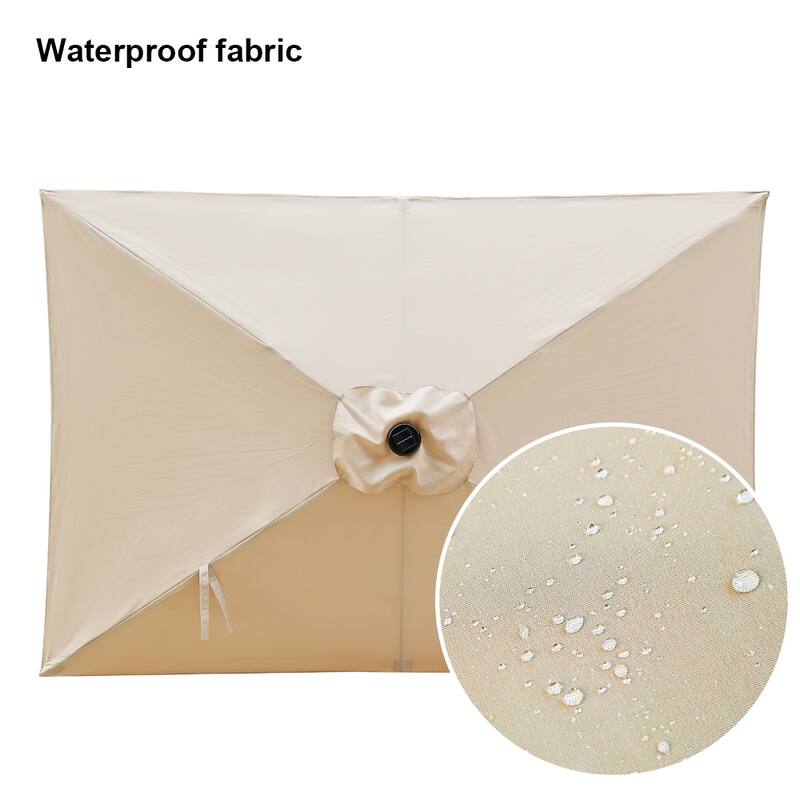 10 ft.LED Aluminum Rectanglar Market Patio Umbrella