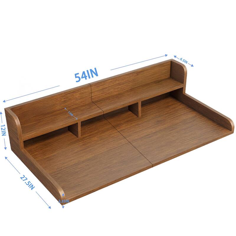 Washer Dryer Countertop, Laundry Wood Shelf Topper with Edge, 54" Width x 27.5" Depth Double Layer Organizer