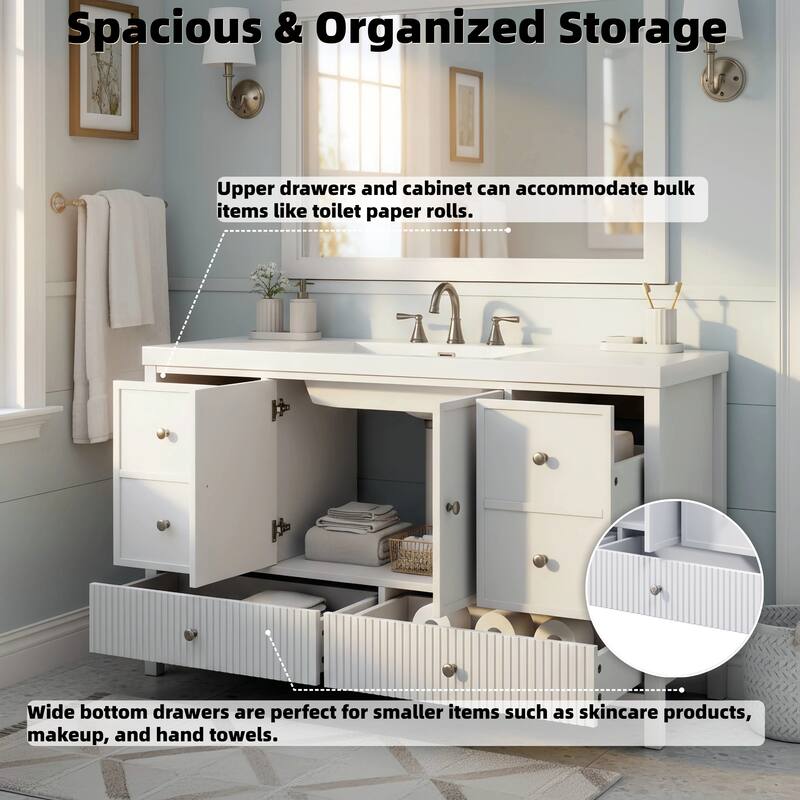 Christopher Knight Home - Modern 60-Inch Bathroom Vanity with Separate Sink and Soft-Close Storage