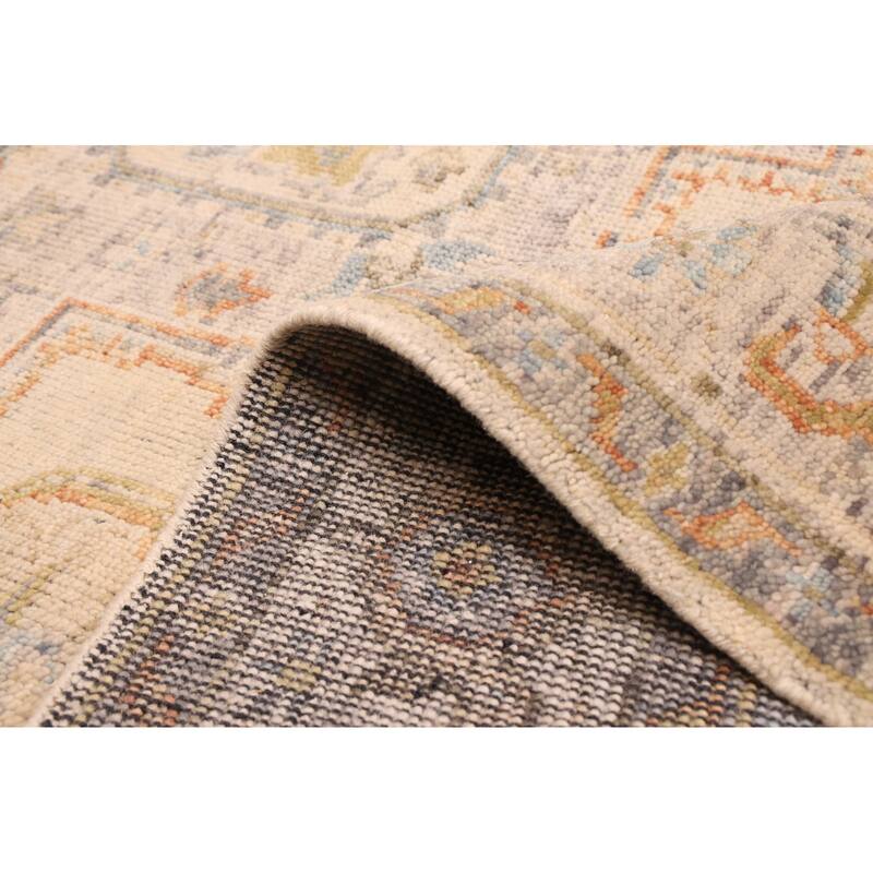 ECARPETGALLERY Hand-knotted Modern Oushak Ivory Wool Rug - 7'3 x 9'10