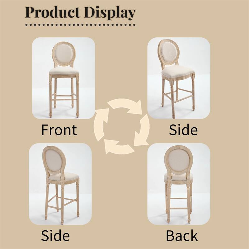 30'' Height Bar Chairs Set of 2,Upholstered Chairs with Round Back
