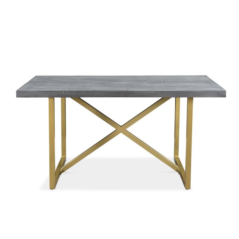 Grey Mango Wood Dining Table With Gold Legs - 60" - 71"