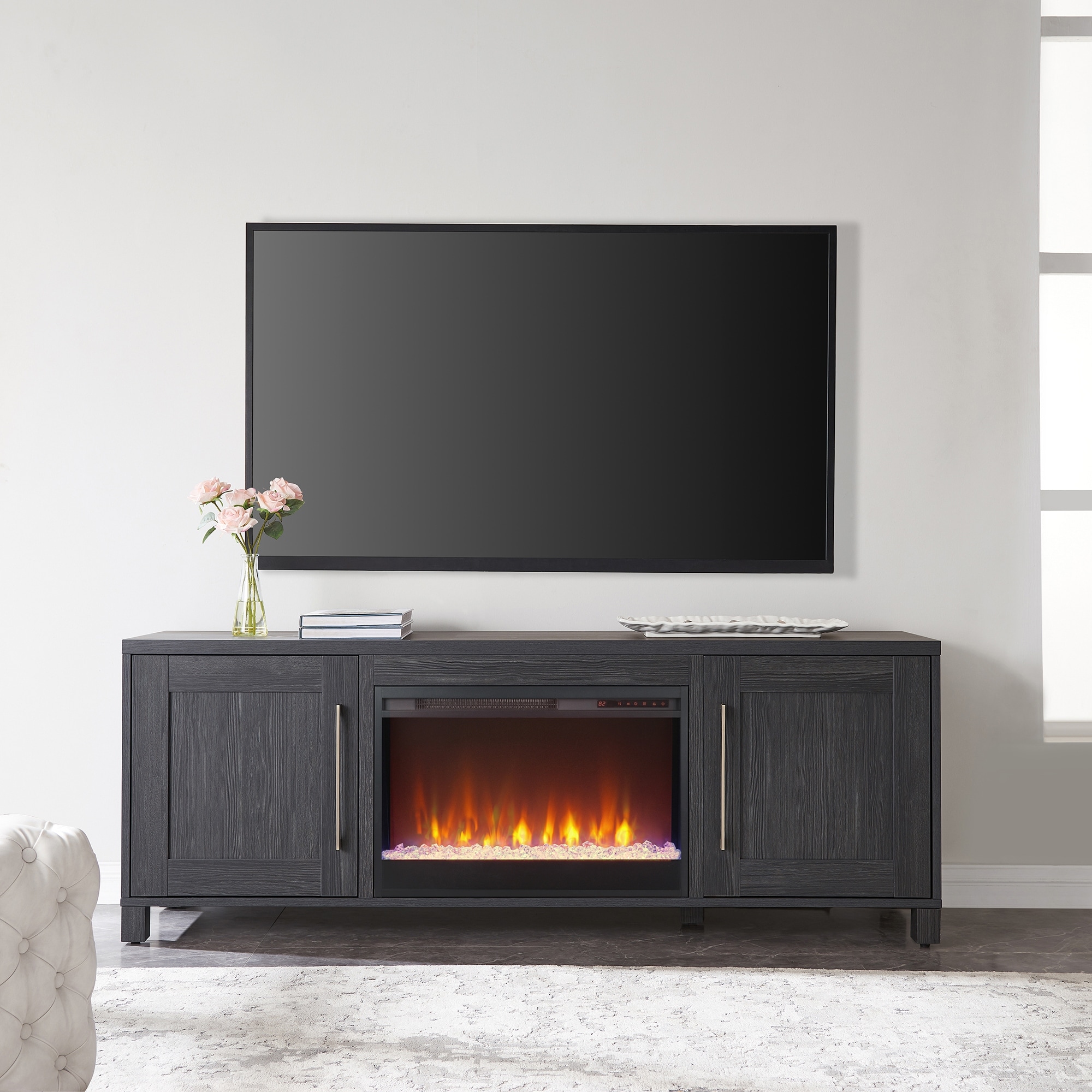 Crystal electric shop fireplace tv stand