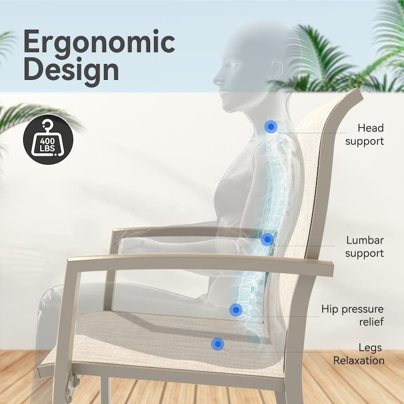 Garden Patio Chairs Set of 2, Weather Metal Outdoor Dining Chairs