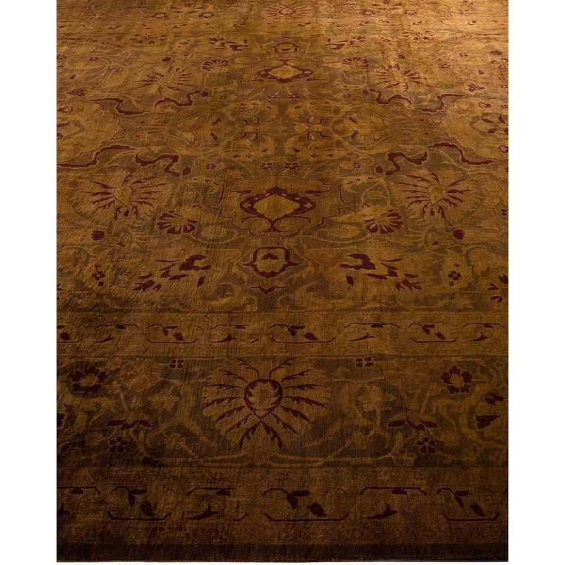 Overdyed, One-of-a-Kind Hand-Knotted Area Rug - Brown - 9' 0" x 11' 10"