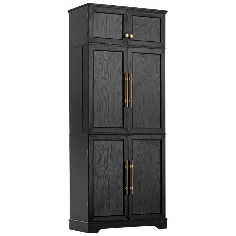 Farmhouse 78.2" Tall Kitchen Pantry Cabinet with Door Shelves, Adjustable Shelves and Hidden Drawer