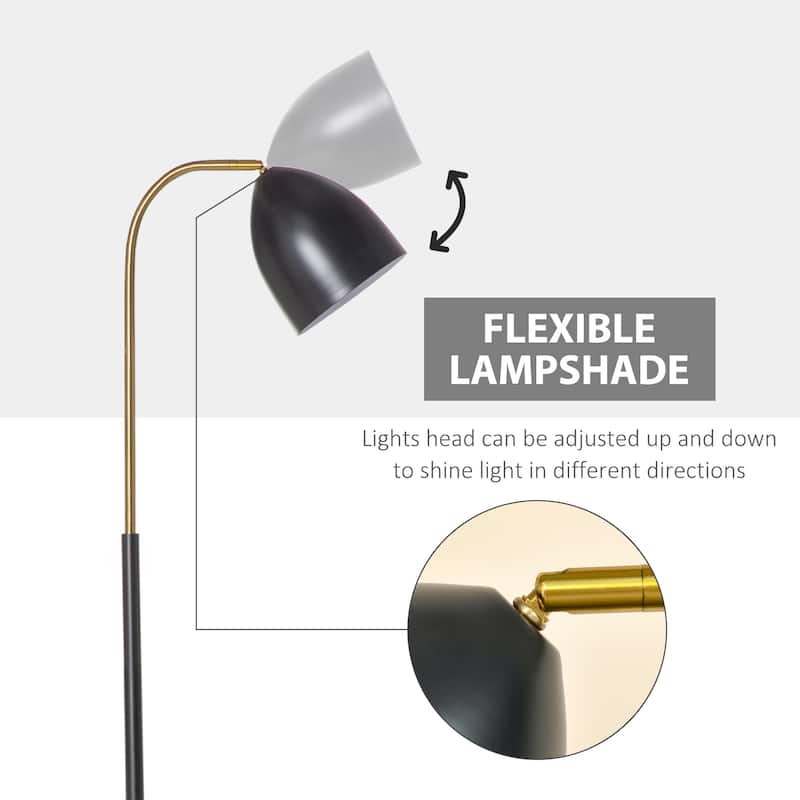 HOMCOM Arc Floor Lamp, Standing Reading Light, with Adjustable Lampshade, and Round Base for Living Room, Office, or Bedroom