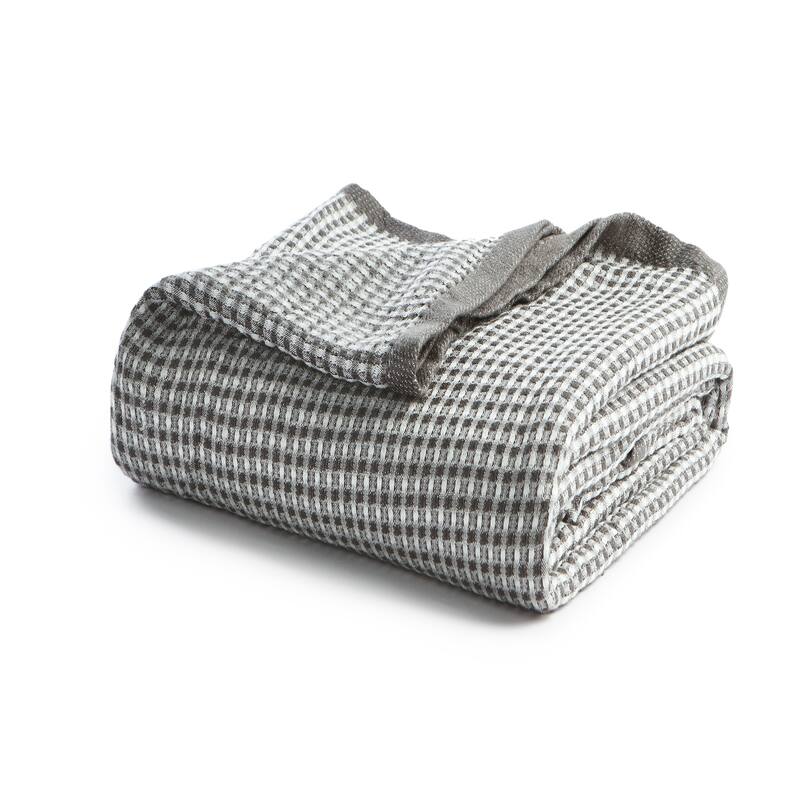 Lightweight Breathable Waffle Weave Knit Throw Blanket, Soft Cozy Woven Blanket Perfect for All Season