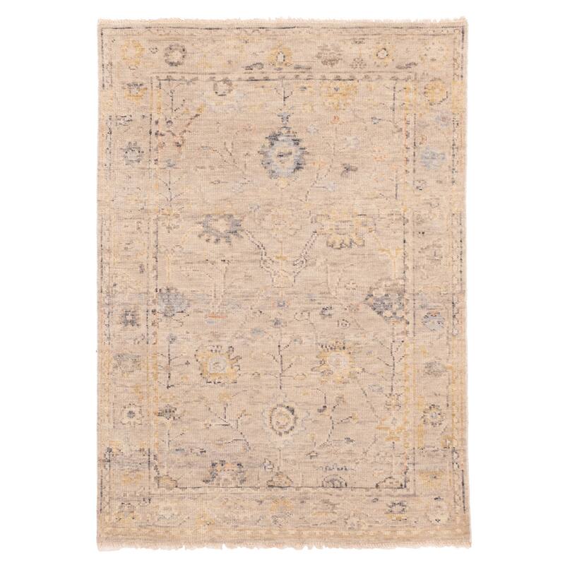 ECARPETGALLERY Hand-knotted Modern Oushak Light Grey Wool Rug - 4'0 x 5'8