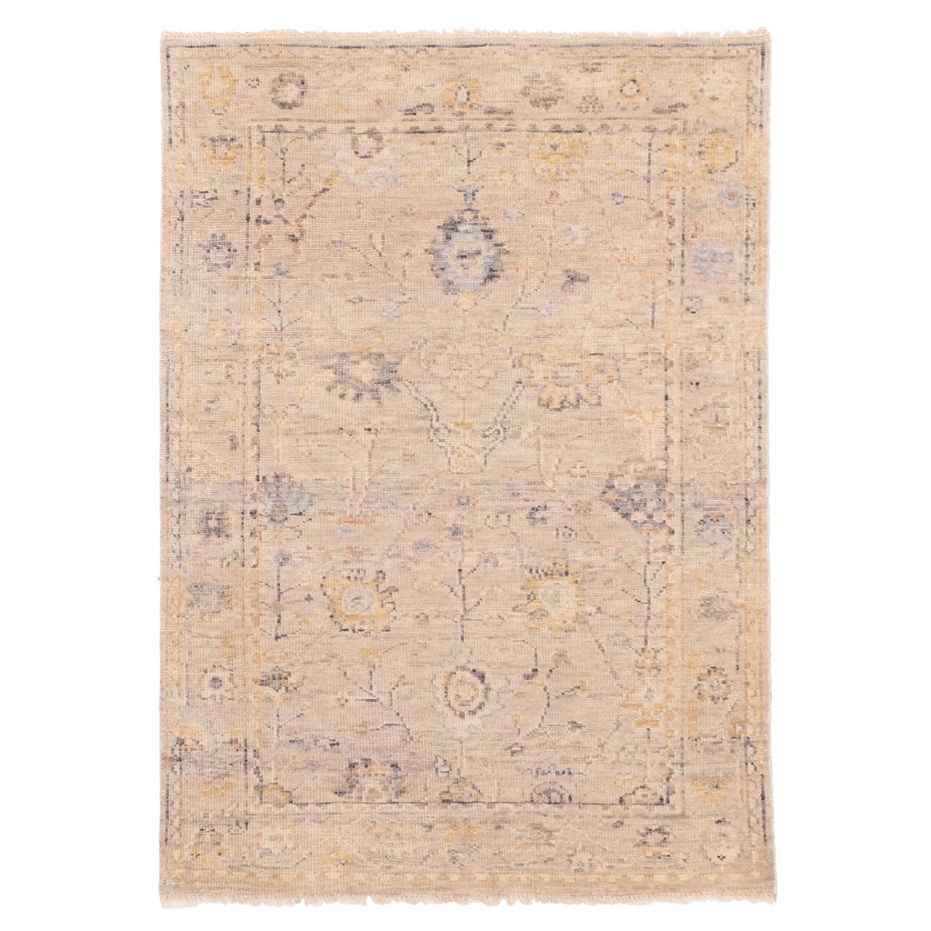 ECARPETGALLERY Hand-knotted Modern Oushak Light Grey Wool Rug - 4'0 x 5'8