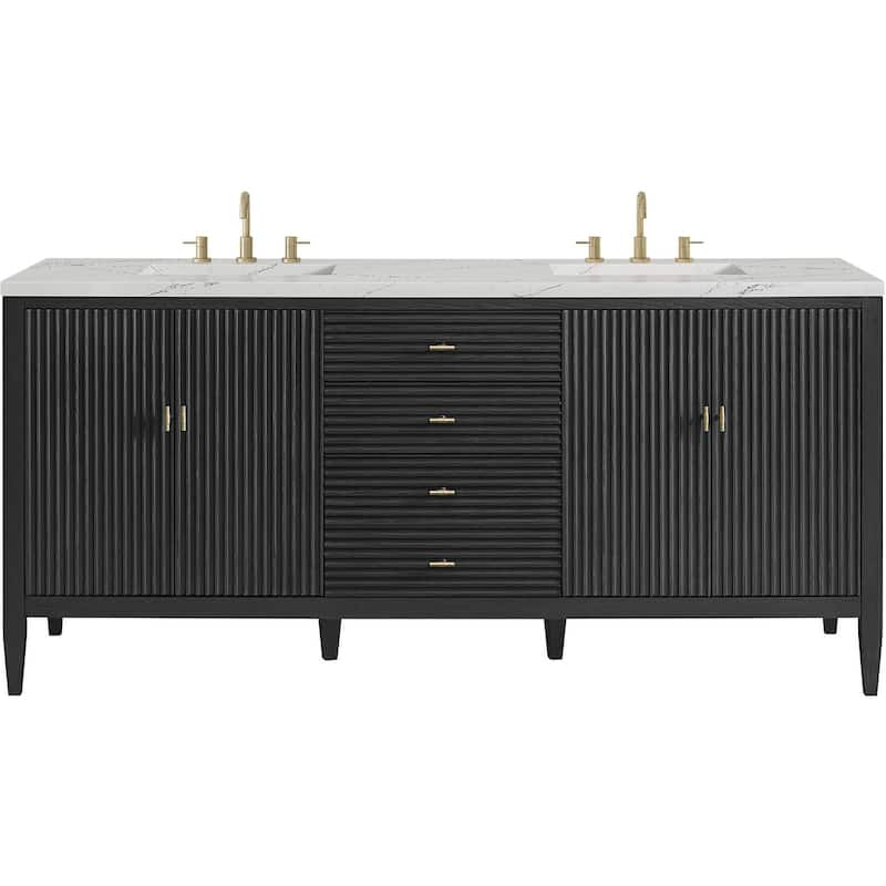 James Martin Vanities 485-V72-FENC Myrrin 72" Free Standing Double - Carbon Oak - Oak Finish