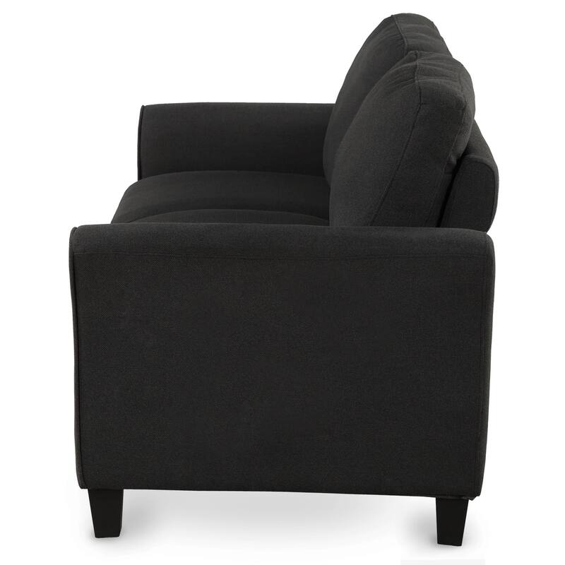 Black Living Room Furniture Love Seat Soft Linen Fabric Upholstered Sofa, Double Seat Design