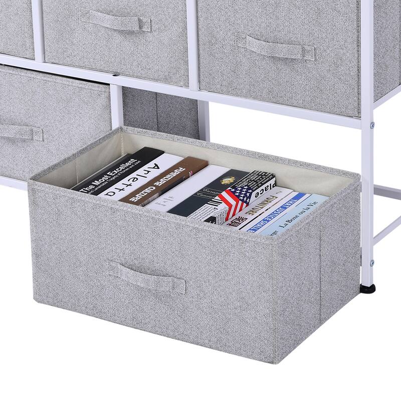 Porch & Den Dow Grey/ White 5-drawer Storage Cube Dresser with Fabric Bins