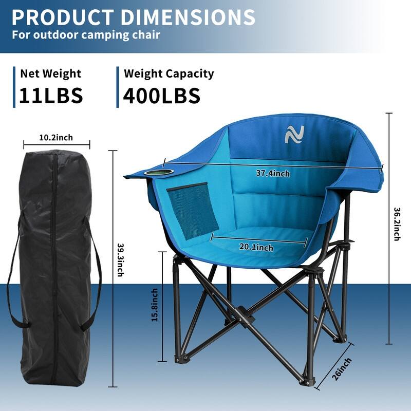 Oversized Padded Camping Chair with Armrests, Outdoor Sports, Camping