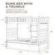 preview thumbnail 4 of 24, Pine Wood Twin Bunk Beds for Kids with Safety Rail and Movable Trundle Bed