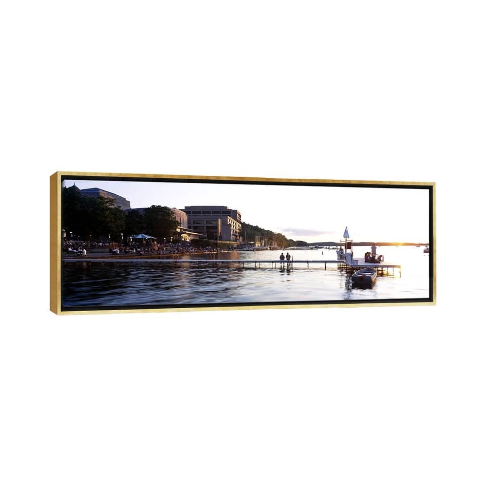 iCanvas "Group of people at a waterfront, Lake Mendota, University of Wisconsin" by Panoramic Images Framed Canvas Print