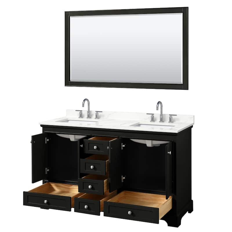Deborah 60-inch Double Vanity, Quartz Top, 58-inch Mirror
