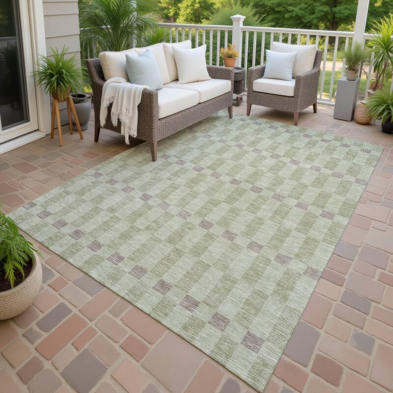 Machine Washable Indoor/ Outdoor Modern Augusta Chantille Rug - Celery - 5' x 7'6"
