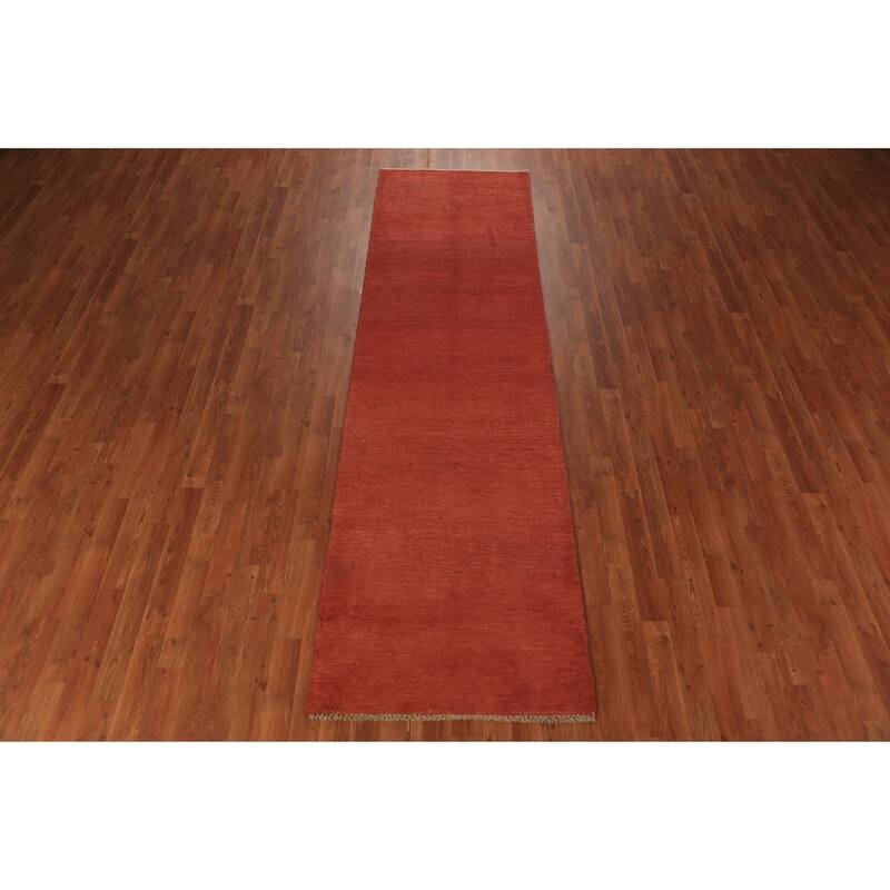 Modern Gabbeh Runner Rug Hand-Knotted Wool Carpet - 2'8" x 9'9"