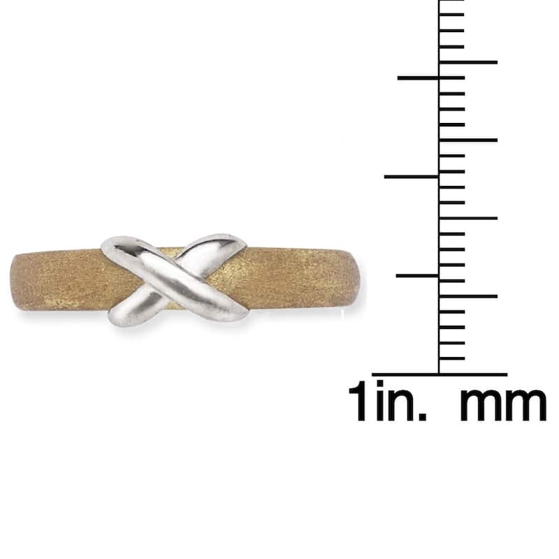 14k Two-tone Gold Satin Adjustable X Body Jewelry Toe Ring - White