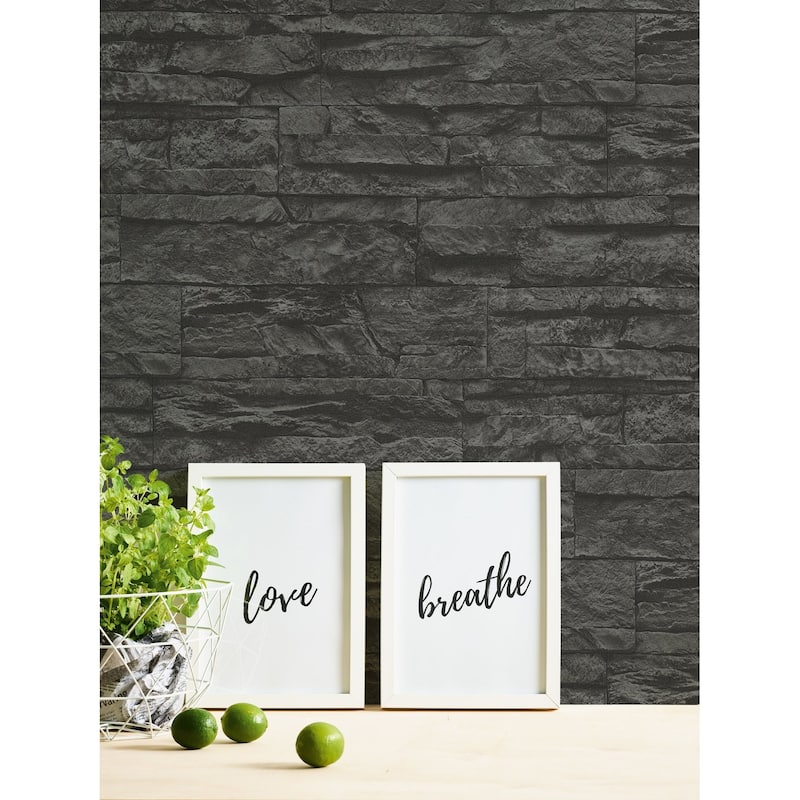 Galerie Wallcoverings Bricks and More Collection Wide Granite Slabs Matte Finish Vinyl on Non-woven Wallpaper Roll