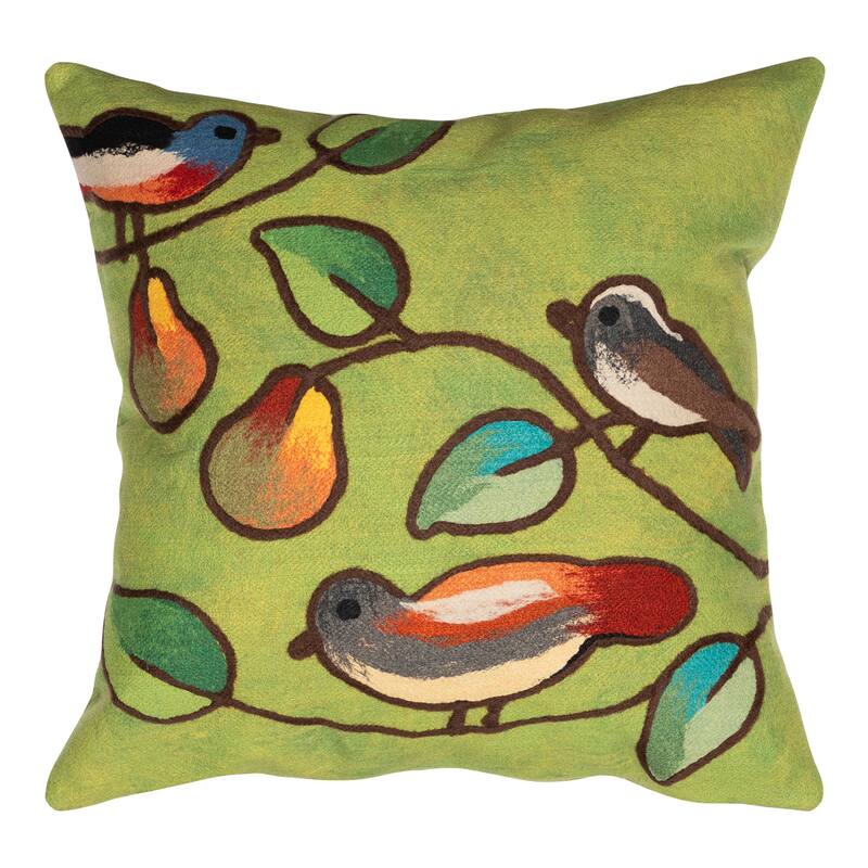 Liora Manne Visions III Song Birds Indoor/Outdoor Pillow Green 20" Square
