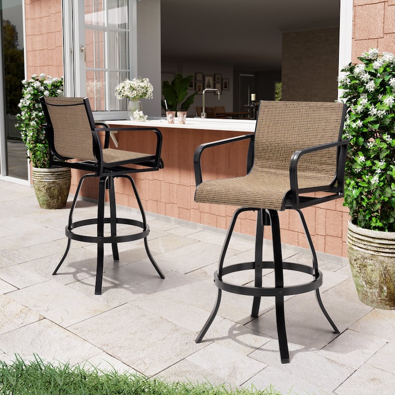 Outdoor Patio Aluminum Sunbrella Fabric Swivel Barstools