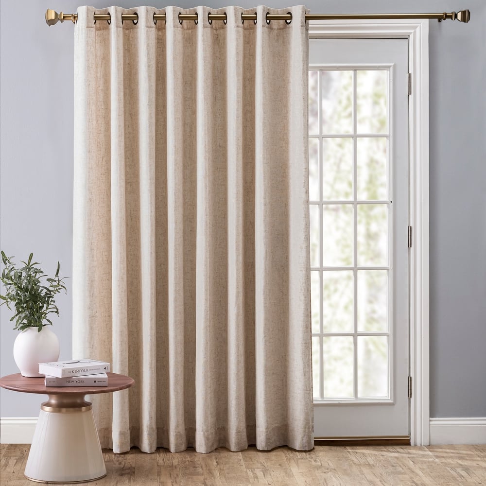 New Castle Gorgeous Slubbed Linen Lined Grommet Patio Curtain Panel