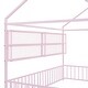 preview thumbnail 28 of 40, House-Shaped Design Metal Full Size Bed Frame with Fence and Shelves