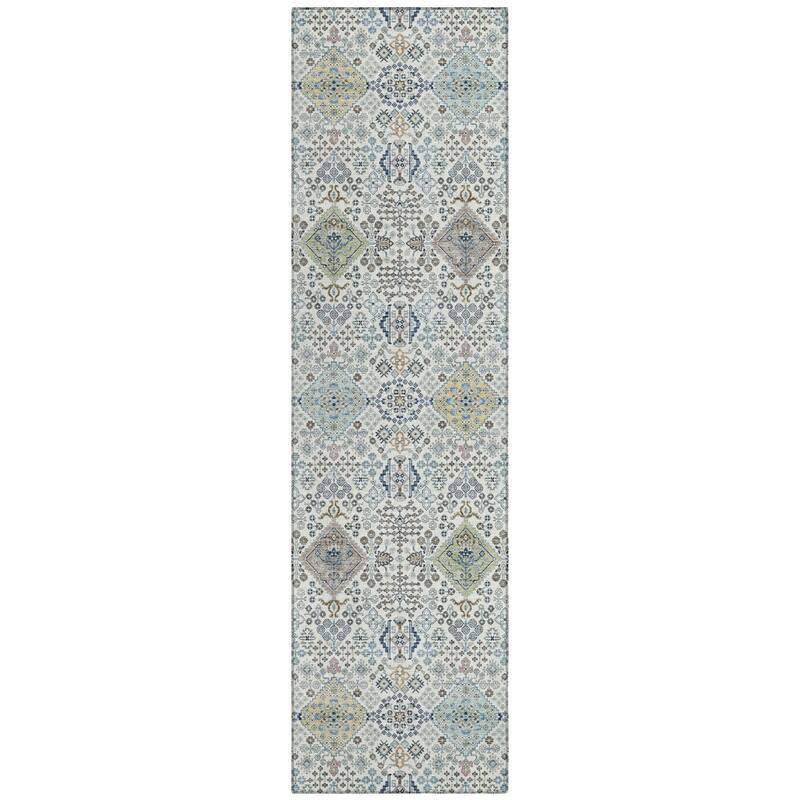Machine Washable Indoor/ Outdoor Boho Panel Chantille Rug