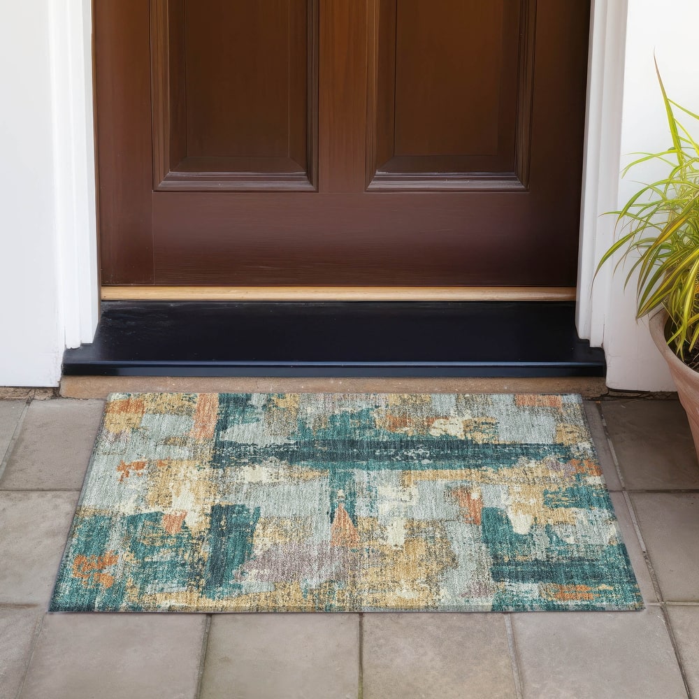 Machine Washable Indoor/Outdoor Casual Contemporary Chantille Rug