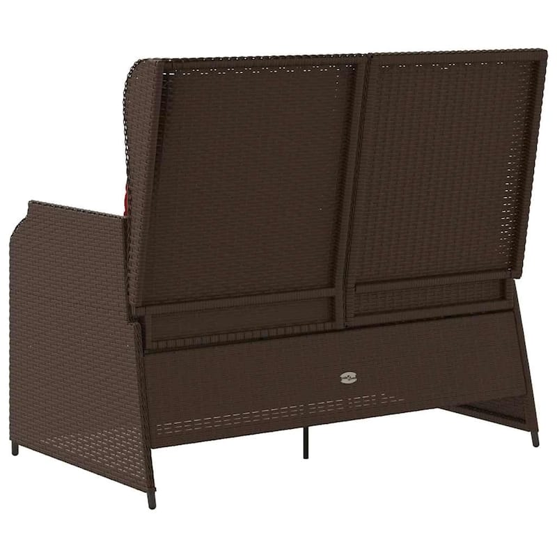 vidaXL Garden Bench with Cushion Brown Poly rattan - 26 x 43 x 37