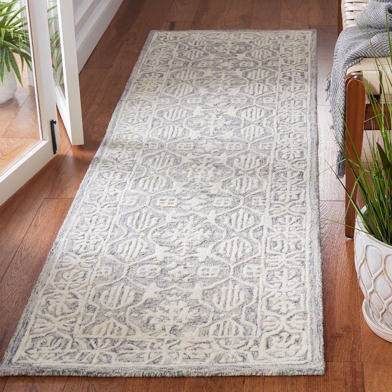 SAFAVIEH Handmade Metro Heidur Wool Rug - 2'3" x 8' Runner - Grey/Ivory