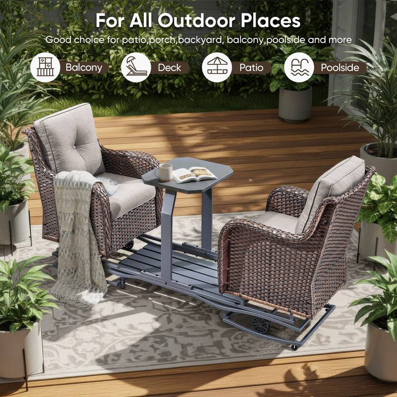 Pocassy Outdoor Patio 2-Person Swing Glider Chair